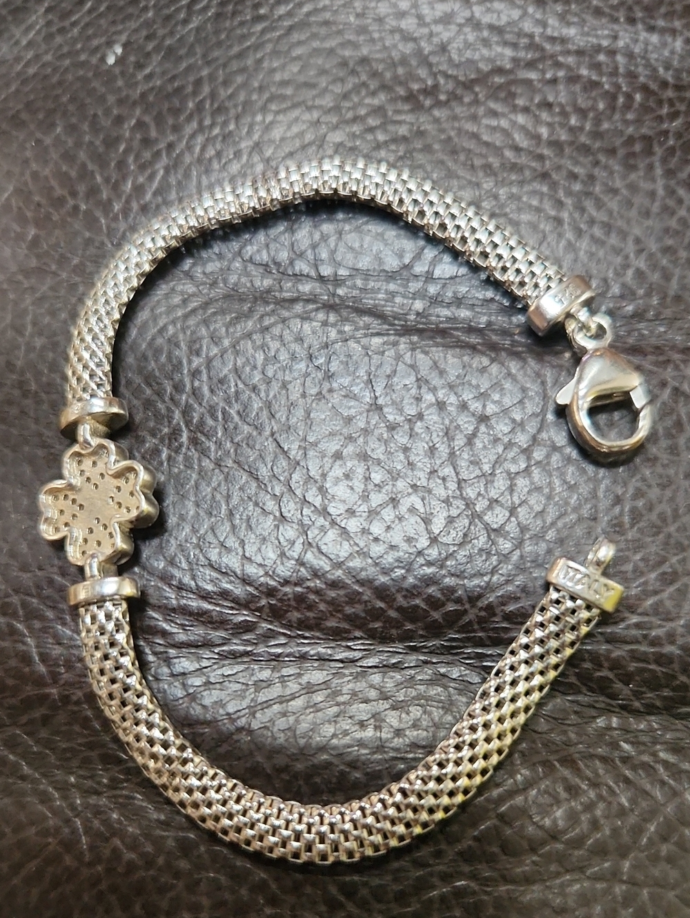 Sterling Silver Four-Leaf Clover Charm Bracelet - Silver 925 - Picture 2 of 8